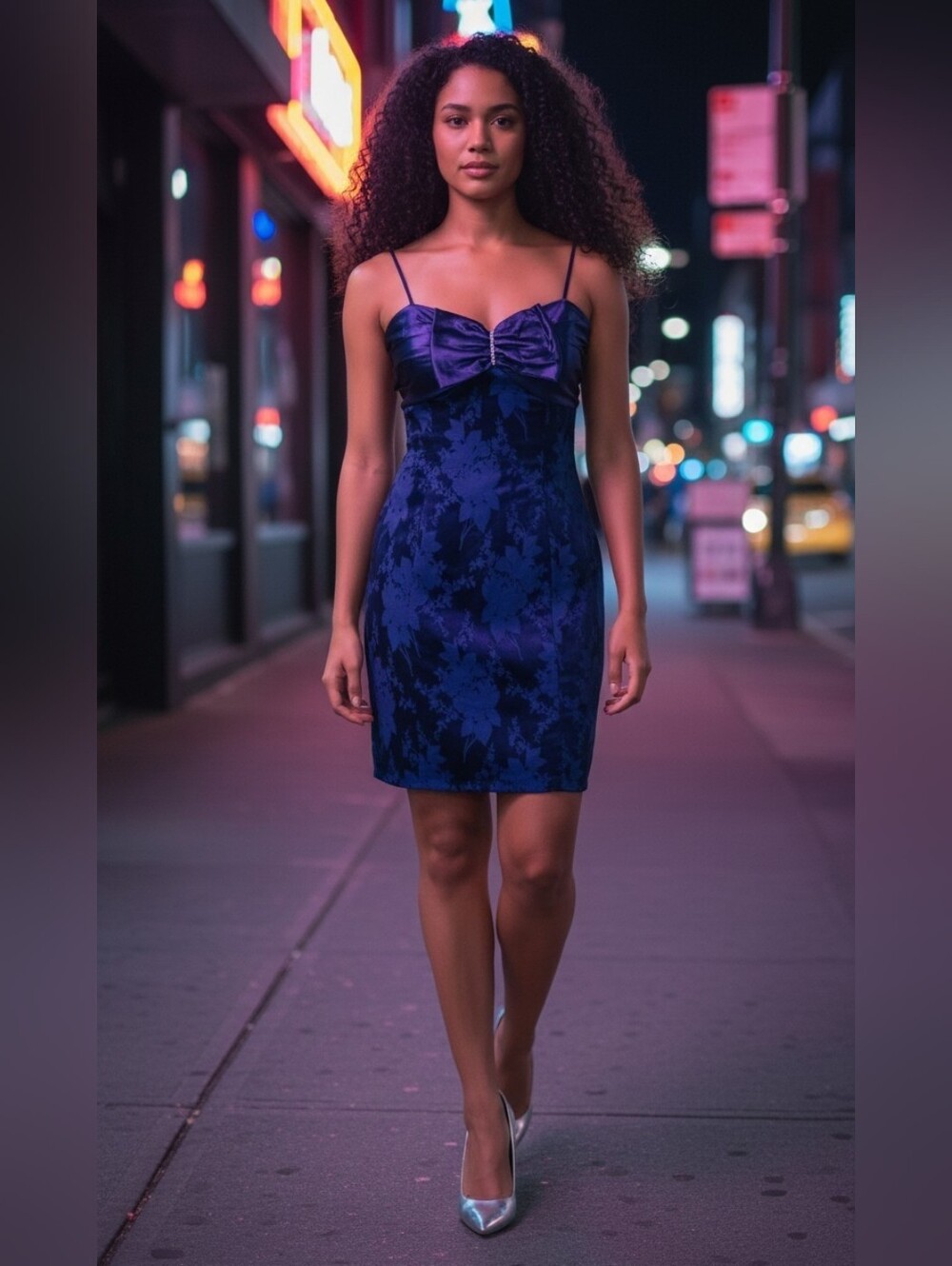 Vintage Royal Blue Long Sleeve Dress